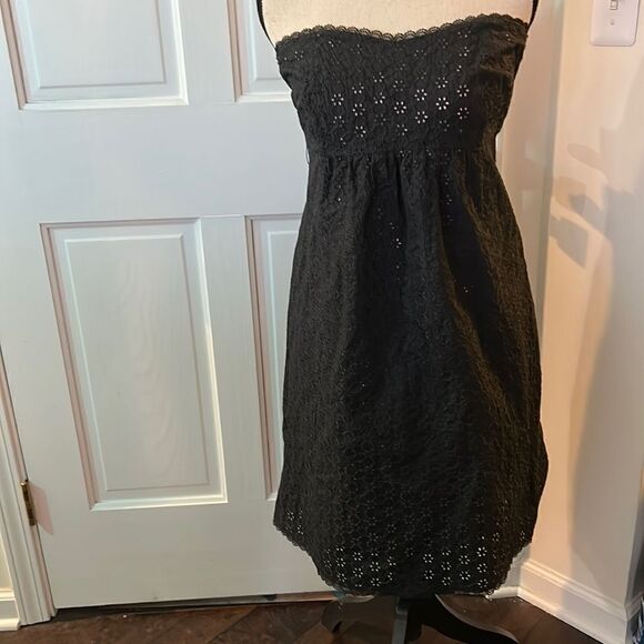 SHOSHANNA BLACK STRAPLESS EYELET DRESS - Picture 1 of 7